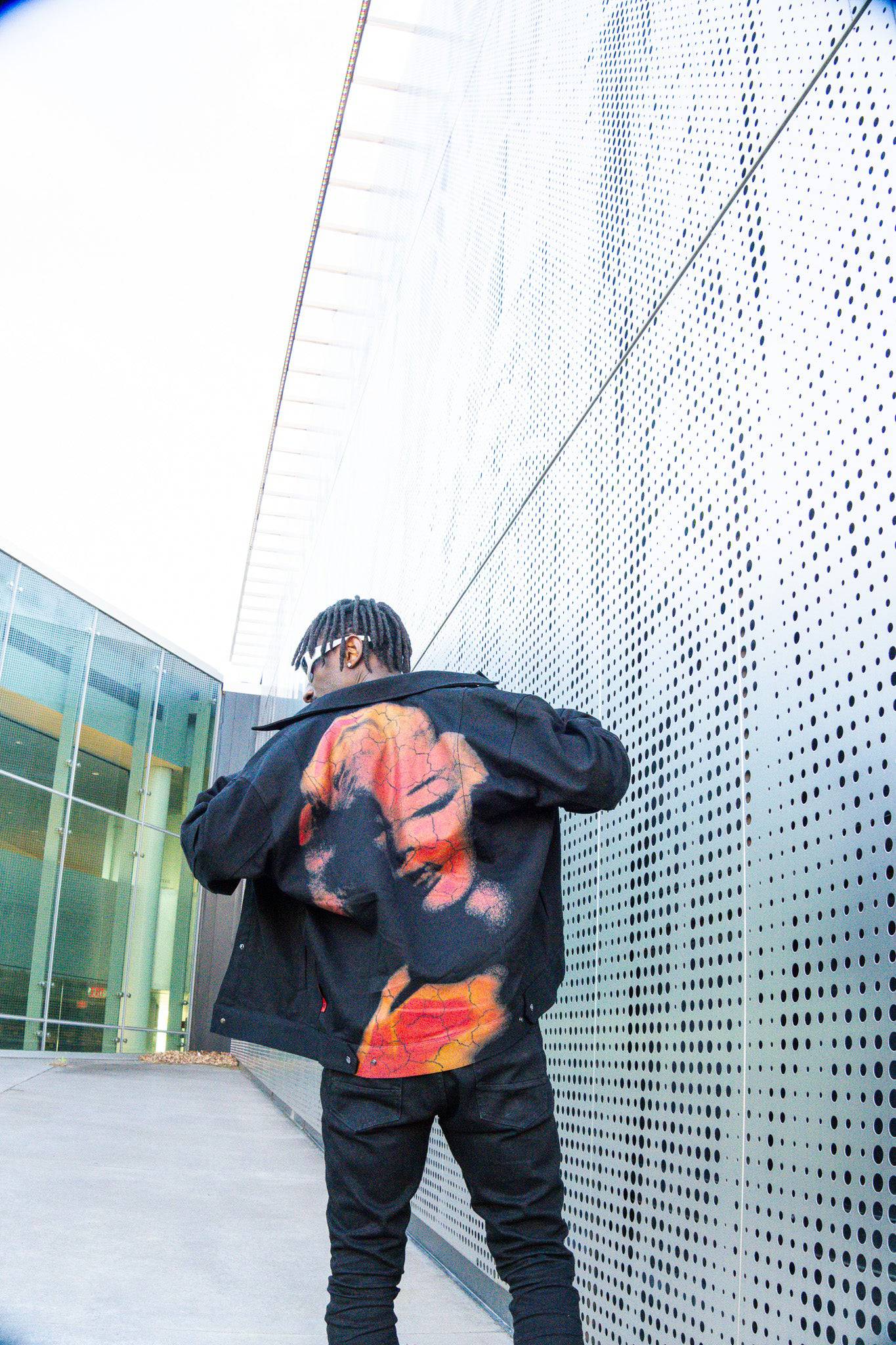 Visage Print on Black Heavy Overshirt - Bonk X AlphaGang