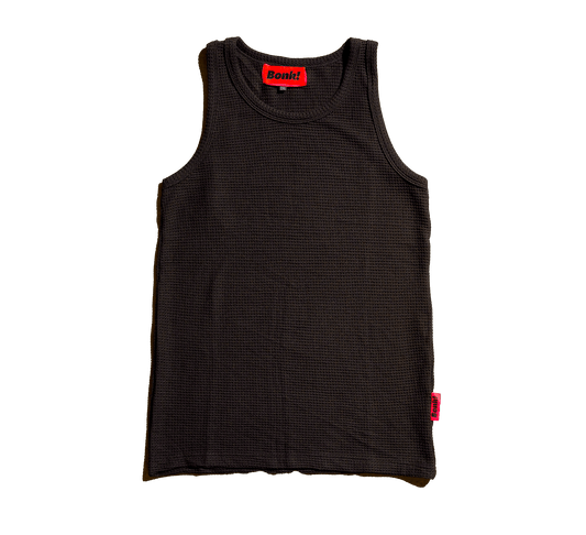 Black Waffle Knit Tank Top