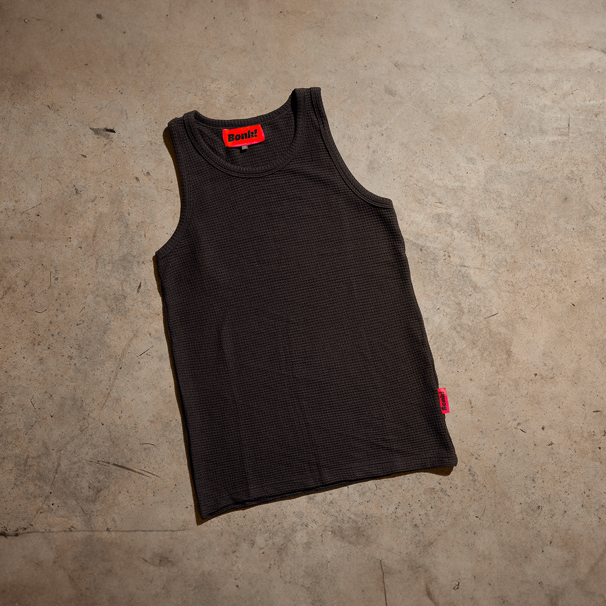 Black Waffle Knit Tank Top