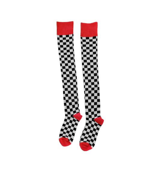 Checkered Thigh-High Socks